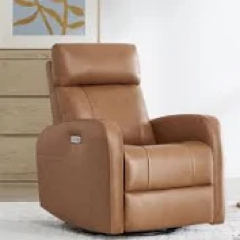 Arrianna-Fiona Genuine Leather Swivel Power Recliner