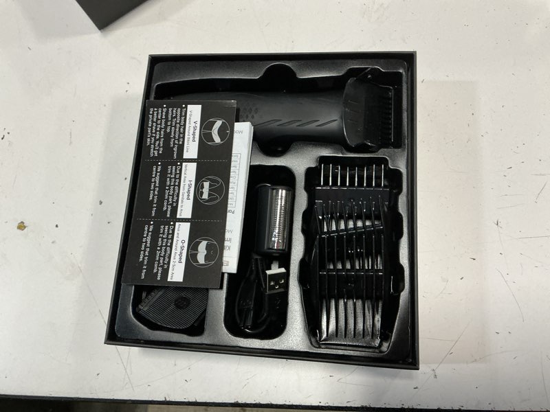 Condition photo showing As Is for enssu 2-in 1 body hair trimmers for men, pubic groin hair trimmer for men with dual-head trimmer & foil blade, electric ball trimmer razors w/light, charging dock, waterproof body groomer shaver kit 2 in 1 black