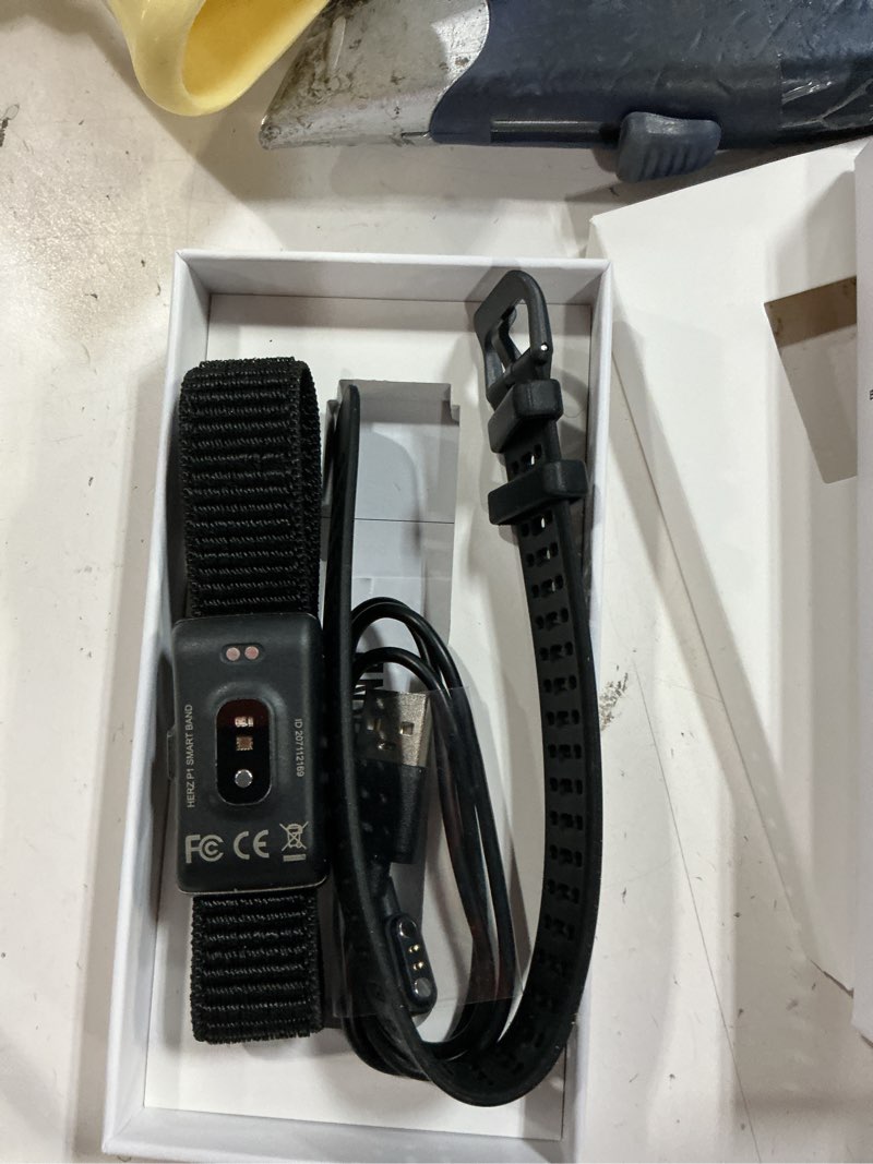 Condition photo showing As Is for herz p1 smart band bracelet - health wristband fitness tracker for heart rate, sleep, stress, track steps, activity & body temperature, 30 days battery, subscription free app, 1atm water resistant