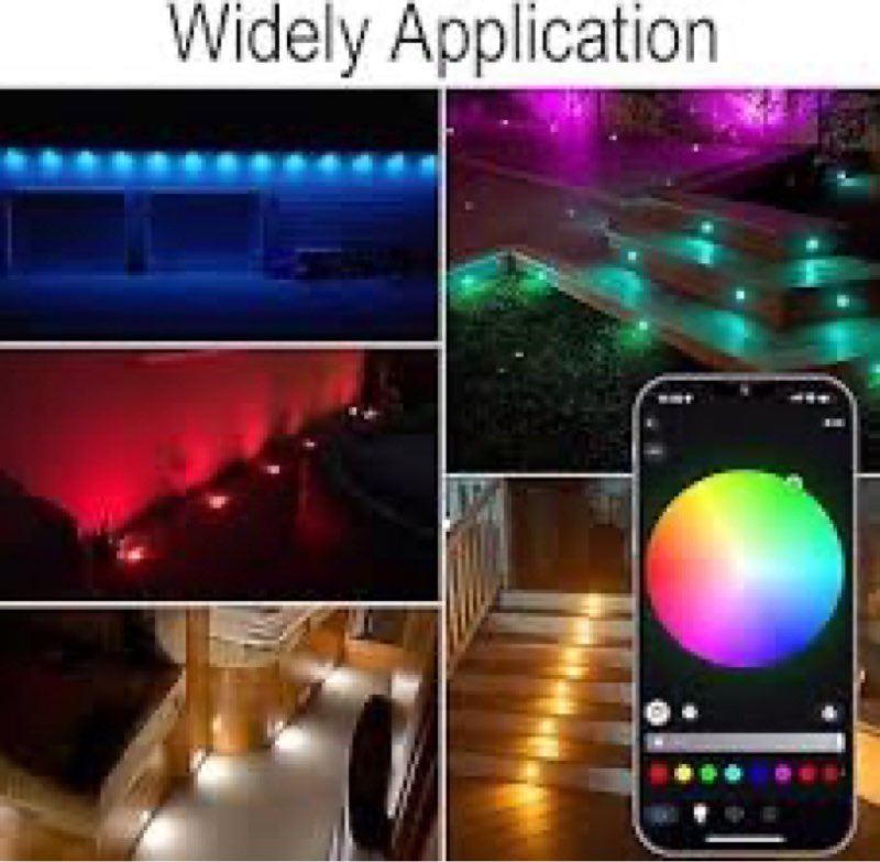 WiFi RGBW LED Deck Lights Kit, 30 Pack ?31mm Smart Low Voltage Recessed Outdoor Deck Lighting IP67 W