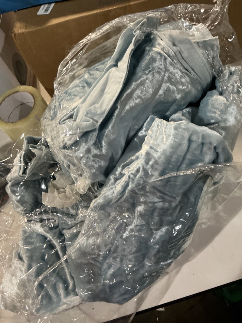 Condition photo showing As Is for sophia-art 3 pcs ultra luxury rayon velvet bedding boho solid duvet cover uo comforter cover (pastle blue, queen 90"x90")