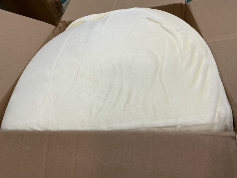 Condition photo showing Good Condition for Foam Ball Pit for Toddlers - CALEPTONG 47.2"x 13.8" Extra Large Round Baby Ball Pit Without Balls, Soft Coral Fleece Kids Ball Pool Baby Playpen, Ideal Gift for Kids Indoor Outdoor Game - Cheese White Cheese White 120CM/47.24 IN