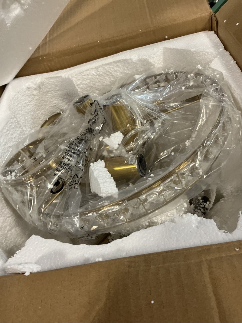 Condition photo showing Good Condition for yyjlx modern crystal chandelier 8 light long chandelier for high ceiling luxury gold hanging pendant light for dining room living room staircase foyer entryway