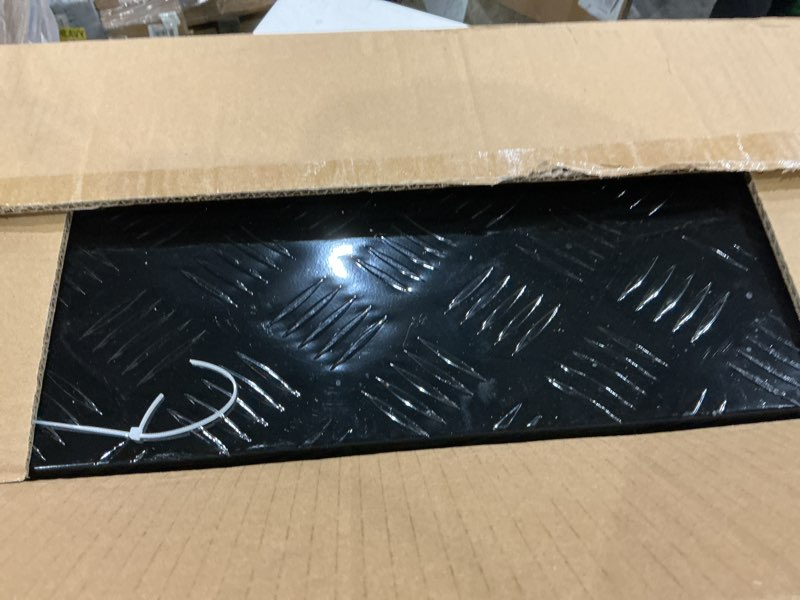 Condition photo showing Good Condition for 24 inch black aluminum tool box 5 bar tread toolbox for truck bed car outdoor trailer pickup underbody rv atv storage underbed tools organizer with side handle and lock (24"x9.5"x12.5")