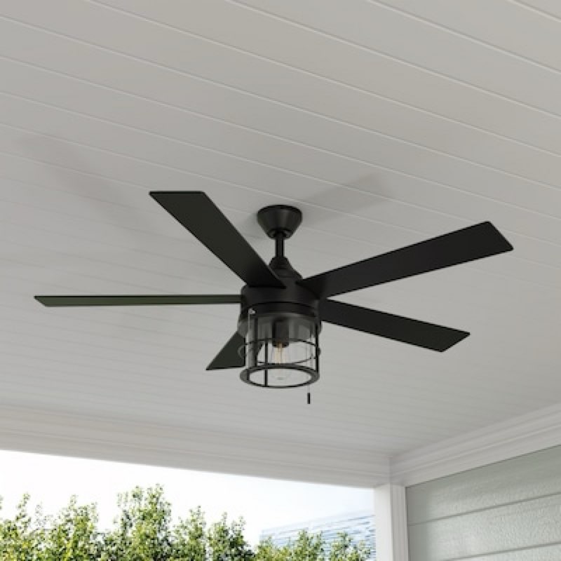  harbor breeze landon easy2hang 52-in matte black with matte black/weathered oak blades