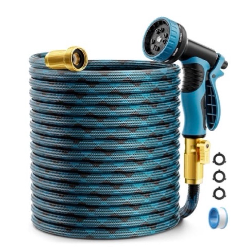 75 ft Expandable Garden Hose - Kink Free Flexible Water Hose with Thumb-Controlled 10-Function Nozzl