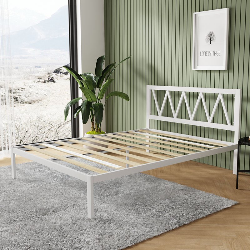  38" Metal Platform Bed Frame with Headboard queen size 