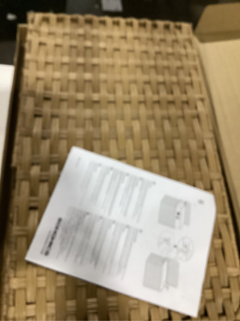 Condition photo showing Good Condition for songmics storage basket with lid, 27.7 gallon (105l) storage bin, woven blanket storage basket with handles, foldable, removable liner, metal frame, for bedroom, laundry room, natural urst066n01