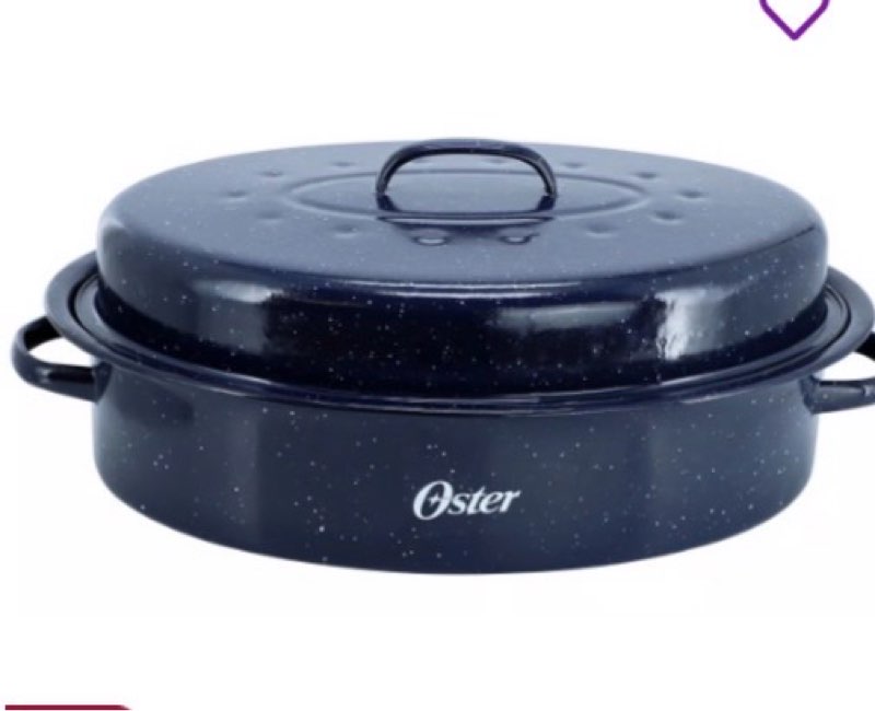 Oster Castillo Enamel on Steel Roaster Pan with Lid in Navy Blue INCOMPLETE 