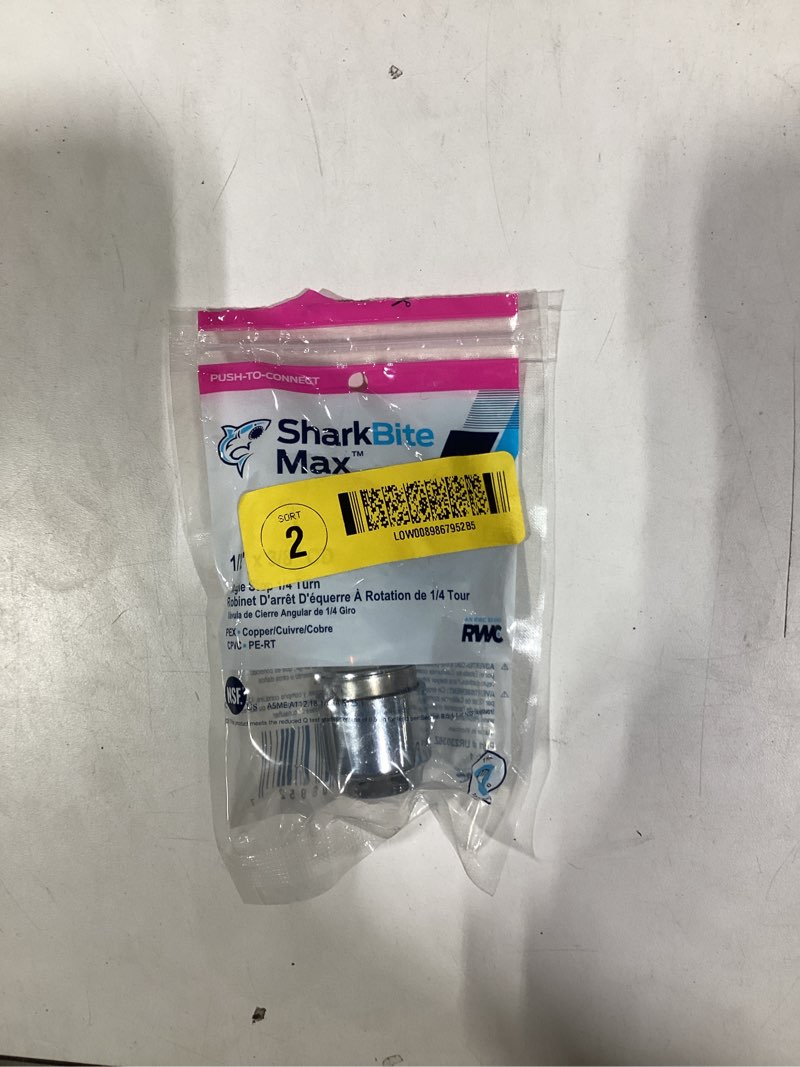 SharkBite 1/2-in Push-to-connect x 3/8-in Compression Brass Quarter turn Stop Angle valve