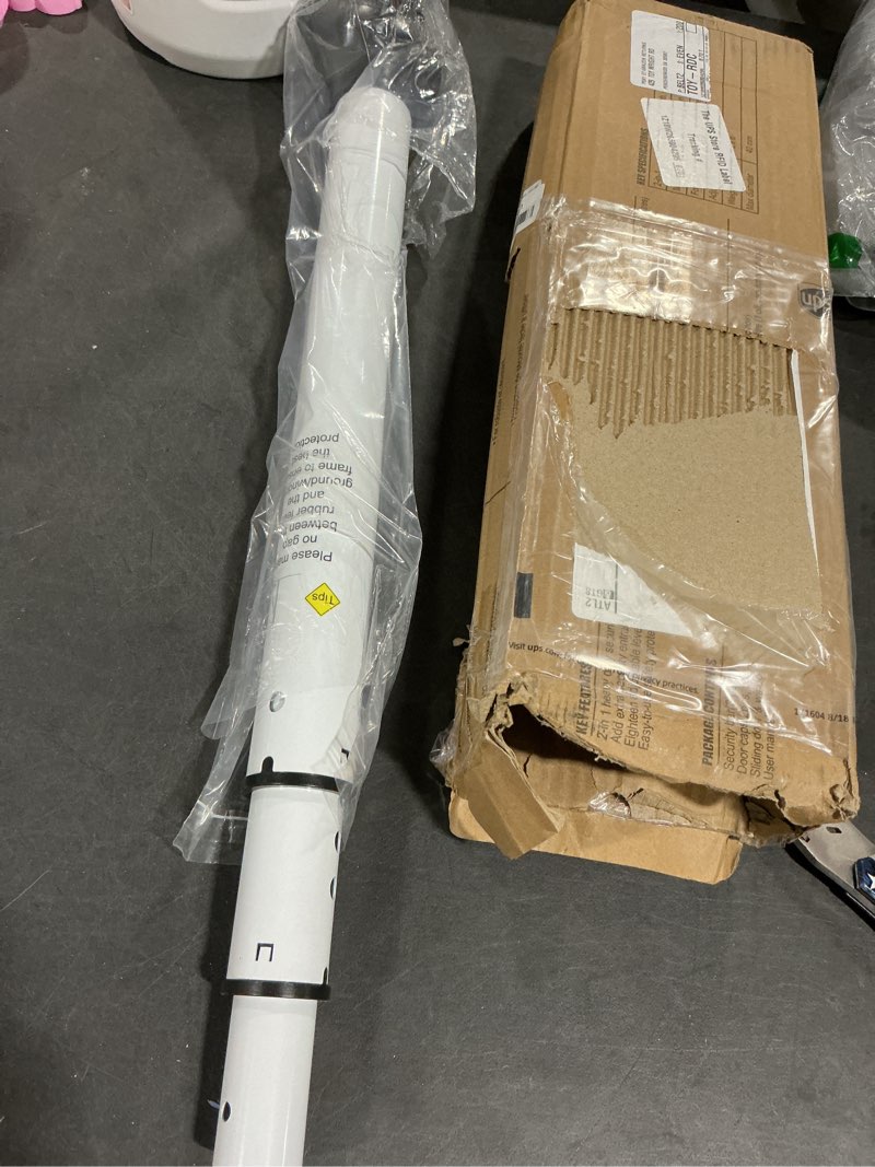 Condition photo showing As Is for Rerishom Door Security Bar, Door Stoppers Security bar,Heavy Duty Door Lock Security Door Jammer Door Stopper for Apartment, Hotel Room,Screen Door Hardware, Gate Lock Bar, 2 Pack White 2 Pack