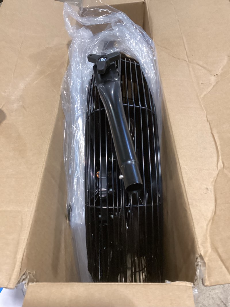 Condition photo showing As Is for mainstays sfc1-500b 20 in high velocity floor fan, black