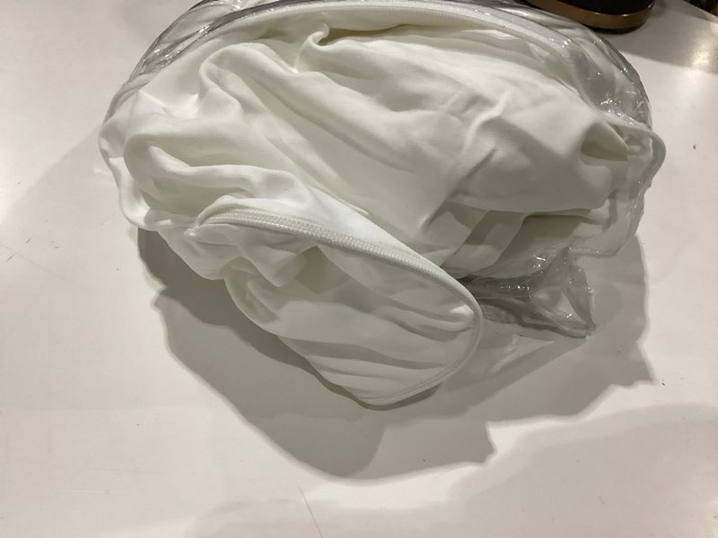 Condition photo showing As Is for shreem linen zipper fitted sheet -16 inch extra deep pocket, soft brushed microfiber bottom sheet, wrinkle, shrink & fade resistant, hotel quality, white, queen 16 inch deep queen white