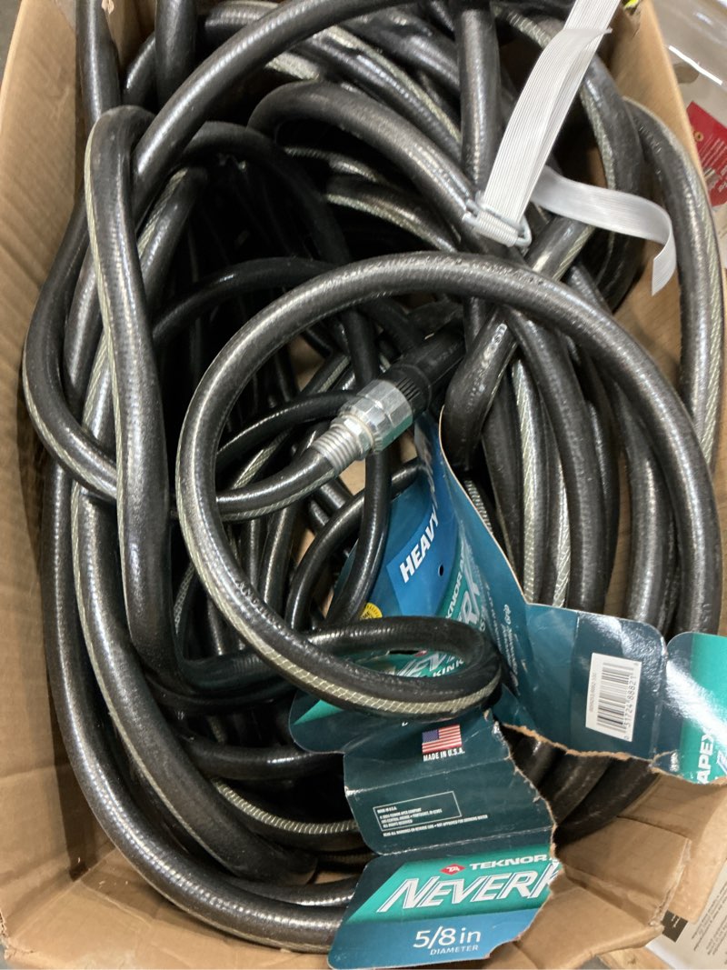 Condition photo showing As Is for neverkink teknor apex 5/8-in x 100-ft heavy-duty kink free vinyl gray coiled hose