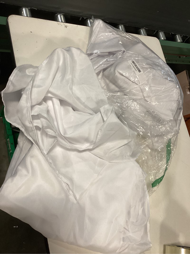Condition photo showing As Is for pack white tablecloths (specs unknown) 
