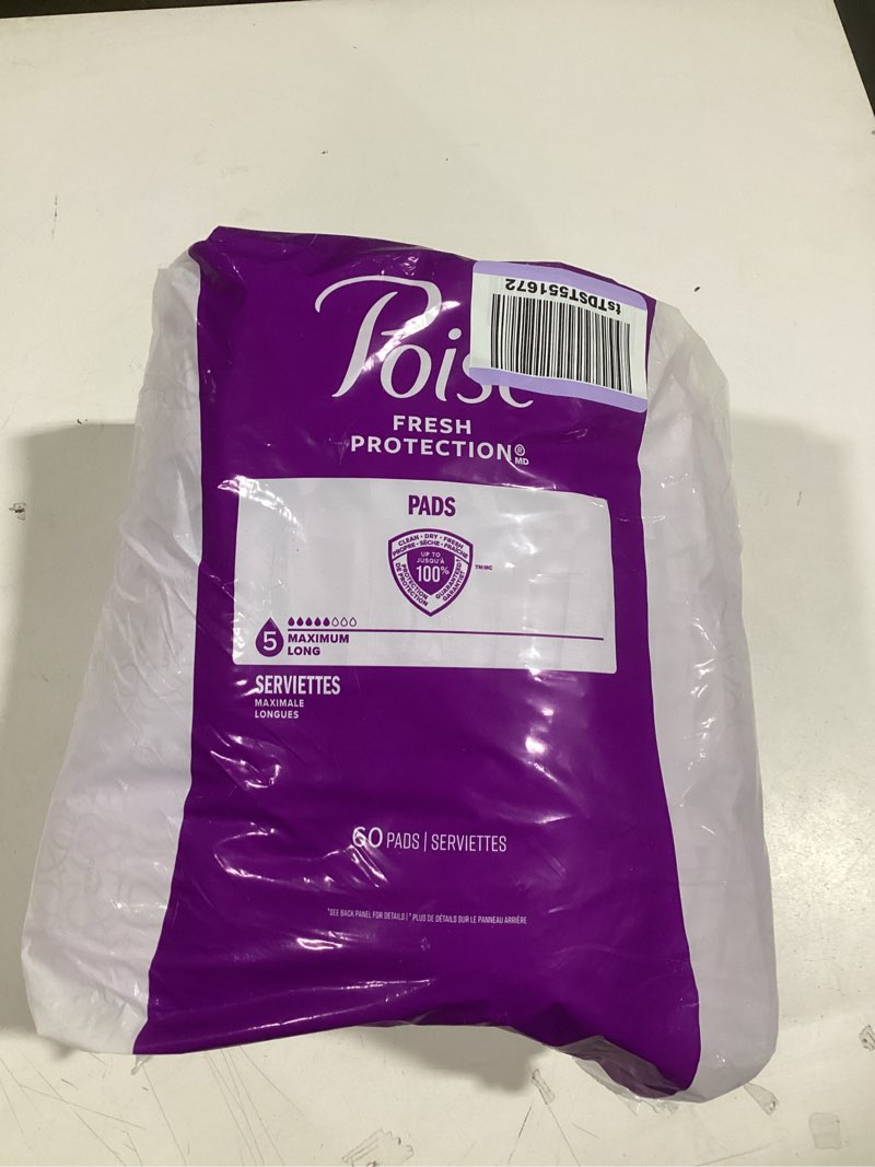 Condition photo showing New/Like New for Similar to Poise Ultra Thin Incontinence & Postpartum Pads with Wings for Bladder Leaks, 5 Drop Maximum Absorbency, Long Length, 60 Count, Packaging May Vary Long 60