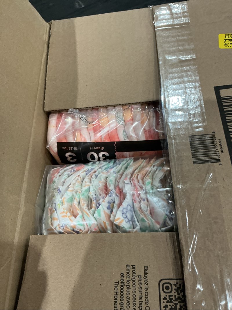 Condition photo showing Good Condition for the honest company comfort dry disposable daytime diapers, hypoallergenic, fragrance-free, sensitive skin, just peachy + flower power, super club box size 3 (16–28 lbs), 120 count size 3 (120 count) just peachy + flower power