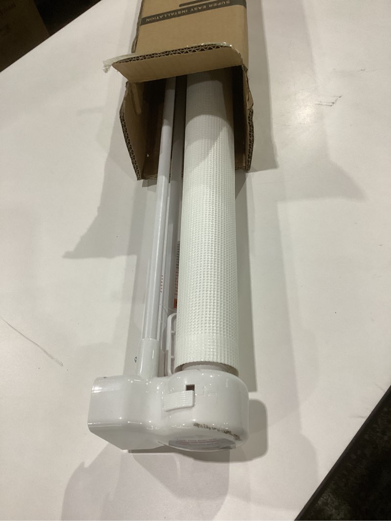 Condition photo showing New/Like New for Reinforced 48" Extra Tall Baby Gate with Support Rods, 4 Ft Tall Retractable Gate for Dogs 55" Wide Pet Gates for Doorways Mesh Cat Gate - Prevent Baby/Pet from Jumping Over, White White Reinforced 48" Tall x 55" Wide