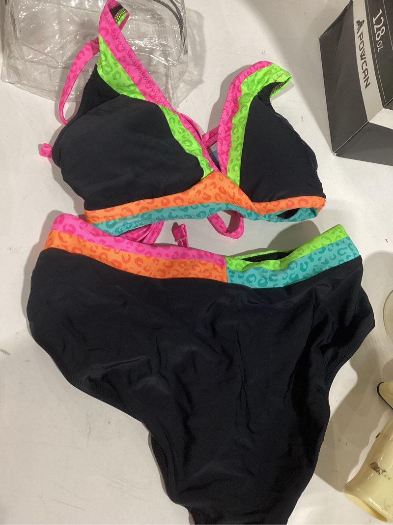 Condition photo showing Good Condition for popvil high waisted bikini sets 2026 two piece tummy control swimsuits for women leopard print sexy bathing suits medium black leopard