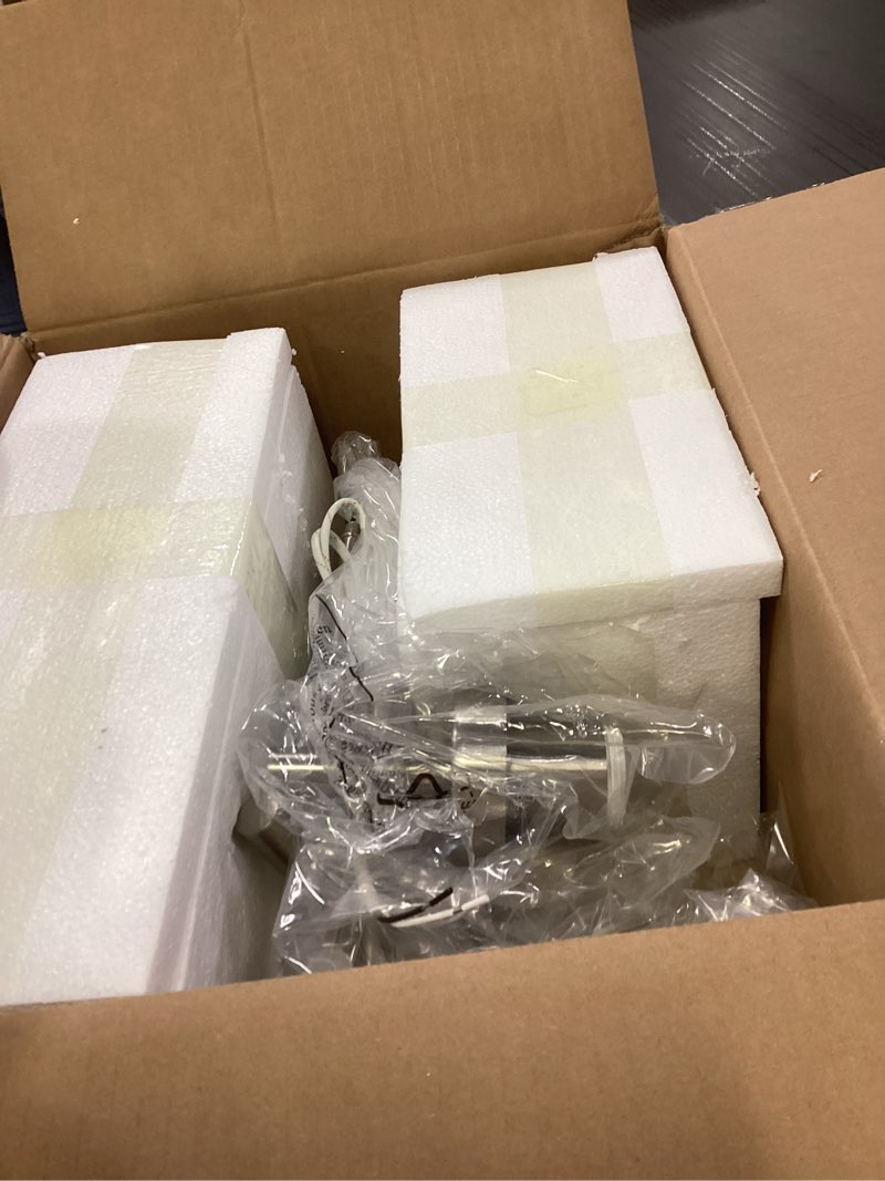 Condition photo showing Good Condition for VINLUZ 5-Light Brushed Nickel Chandeliers Lighting Contemporary Modern Pendant Lamp with Opal White Glass Shade Farmhouse Dining Room Lighting Fixtures Hanging Adjustable for Kitchen Island