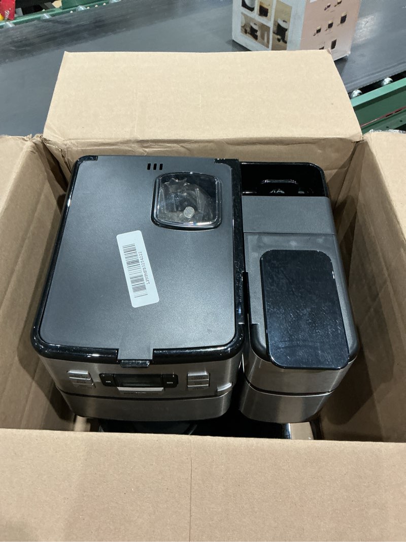 Condition photo showing As Is for cuisinart coffee center grind and brew plus, built-in coffee grinder, coffeemaker and single-serve brewer with 6oz, 8oz and 10oz serving size, black/silver, ss-gb1nas 12-cup glass grind & brew plus stainless