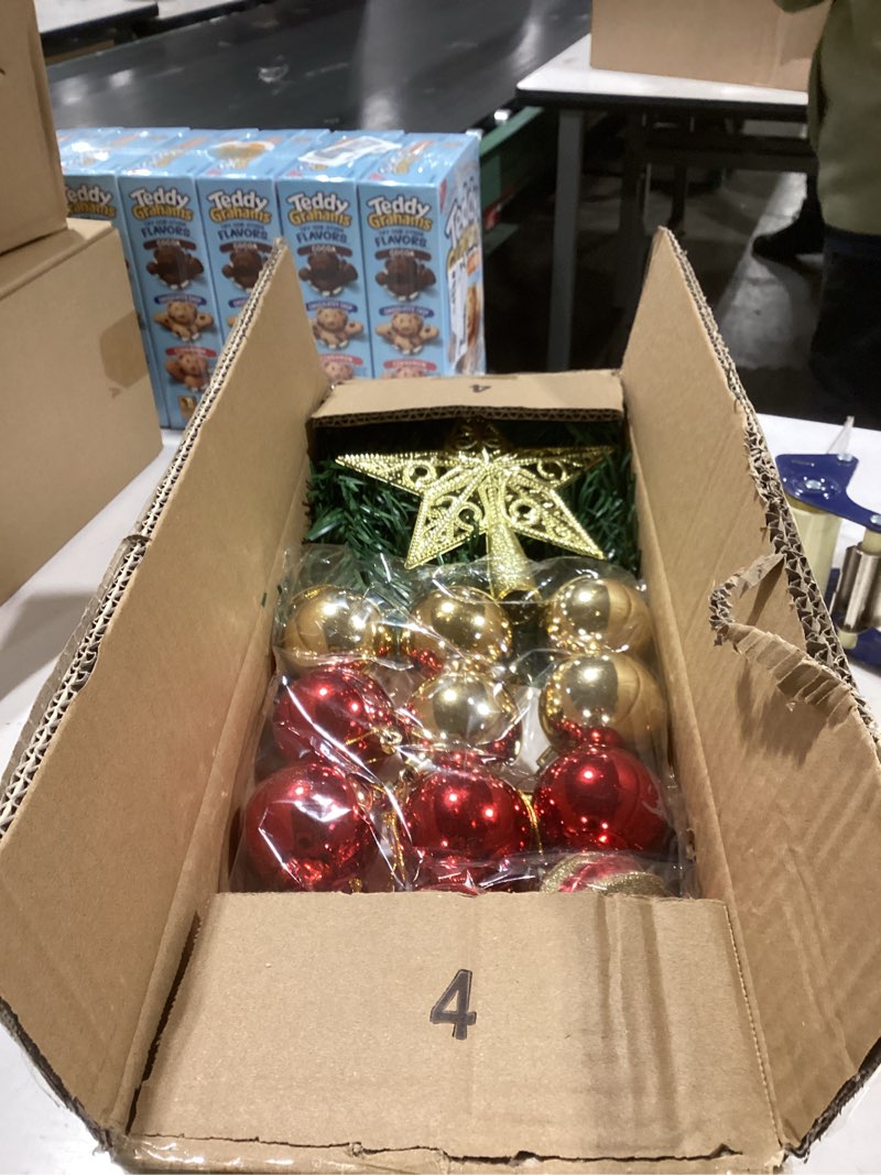 Condition photo showing Good Condition for 3 Ft Premium Green Christmas Tree Dual Color Change Timer 12 Modes DIY 50 Colored & Warm White Lights 15 Ball Ornaments Star Battery Operated Small Artificial Full Xmas Tree Table Indoor Holiday Decor Green 4