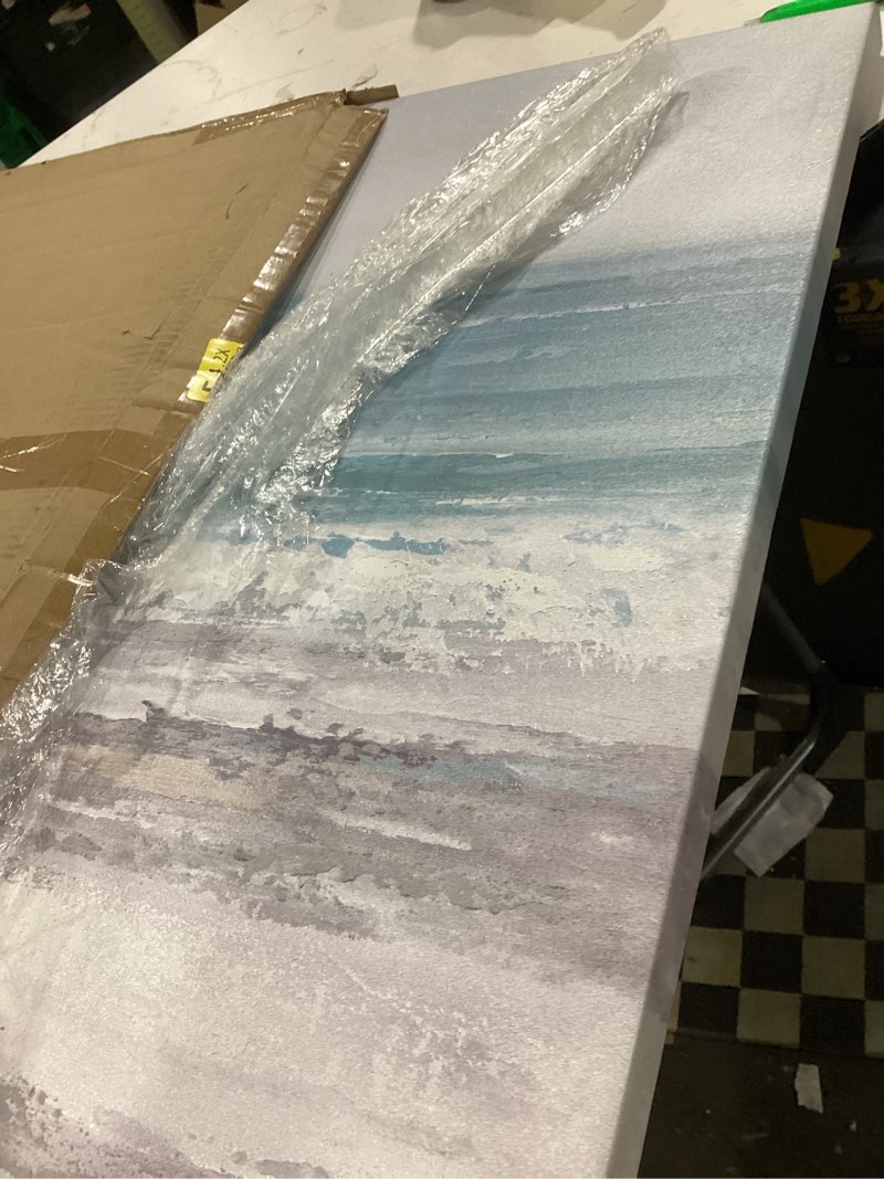 Condition photo showing As Is for yihui arts large living room wall art hand painted modern abstract seascape canvas oil painting ocean beach coastal picture artwork for home decor beach 40"l x 30"w