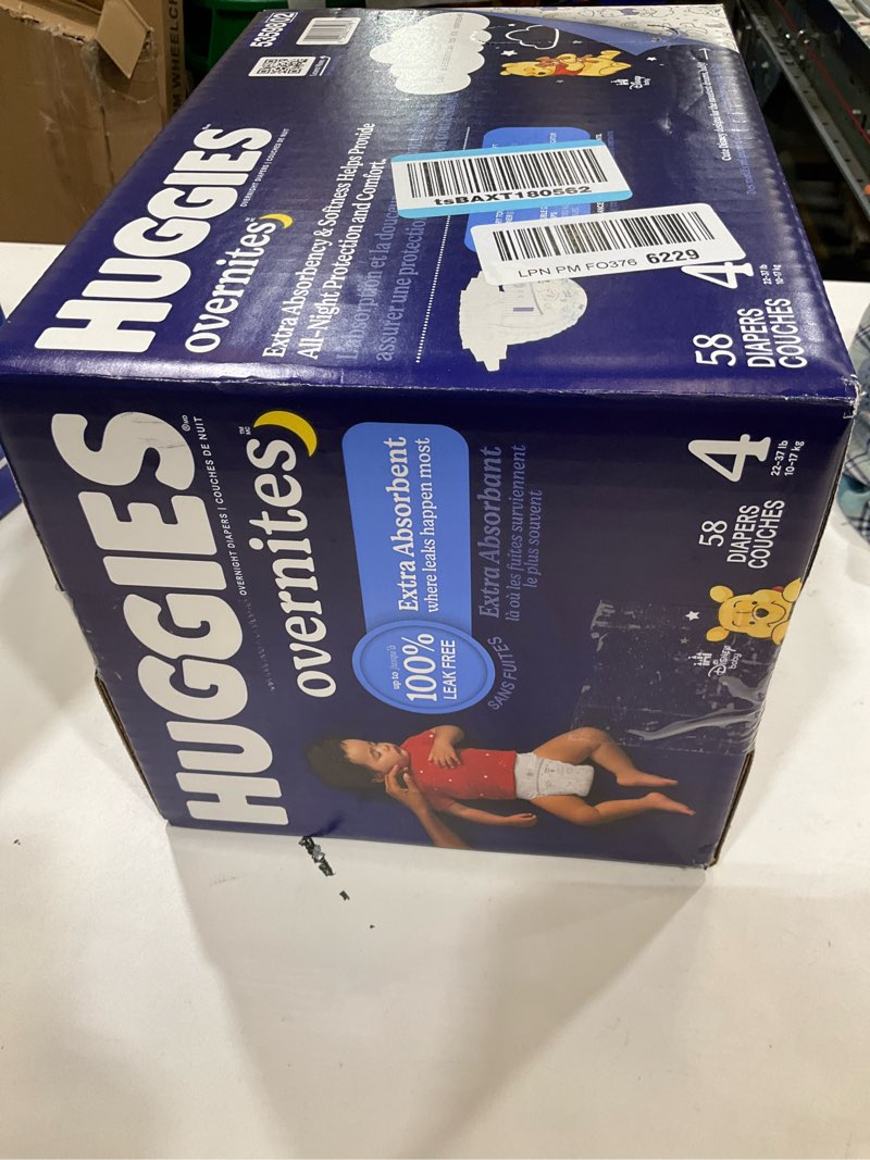 Condition photo showing Good Condition for Huggies Overnites Size 4 Overnight Diapers (22-37 lbs), 58 Ct, Packaging May Vary Size 4 58