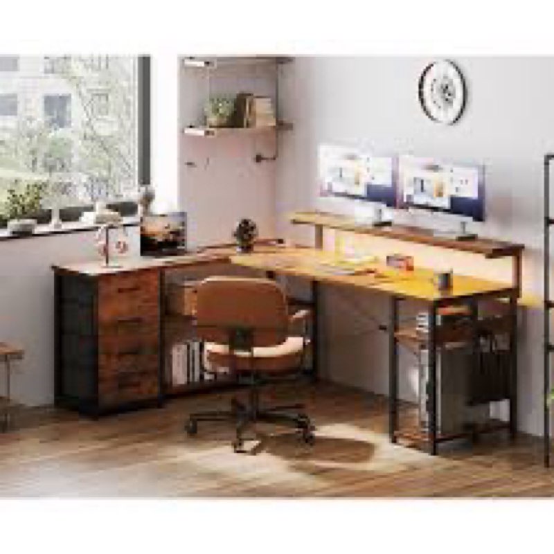 Lymon 61.02'' W Height Adjustable L-Shaped Computer Desk