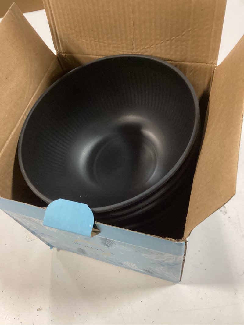 Condition photo showing Good Condition for Wrova Wheat Straw Bowl Sets of 8,Unbreakable Cereal Bowl 26 OZ,Microwave and Dishwasher Safe Bowls,Salad Bowl suitable for Cereal,Salad,Snack and Soup. Winter-Pure Black 26oz Round Black