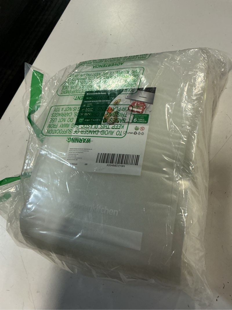 Condition photo showing New/Like New for bonsenkitchen precut vacuum sealer bags 200 quart 8" x 12", bpa free, commercial grade textured food vacuum sealer bag, thick embossed bags for storage and sous vide cooking vb3208 quart (8" x 12") 200