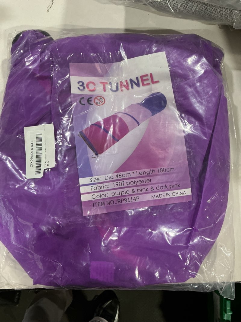 Condition photo showing New/Like New for kids play tunnel for toddlers 1-3, baby crawling toys for 1 2 3 4 year old girl boy birthday gift, 6 foot pop up tunnel, indoor outdoor toddler toys for infant children or dog toddler tunnel