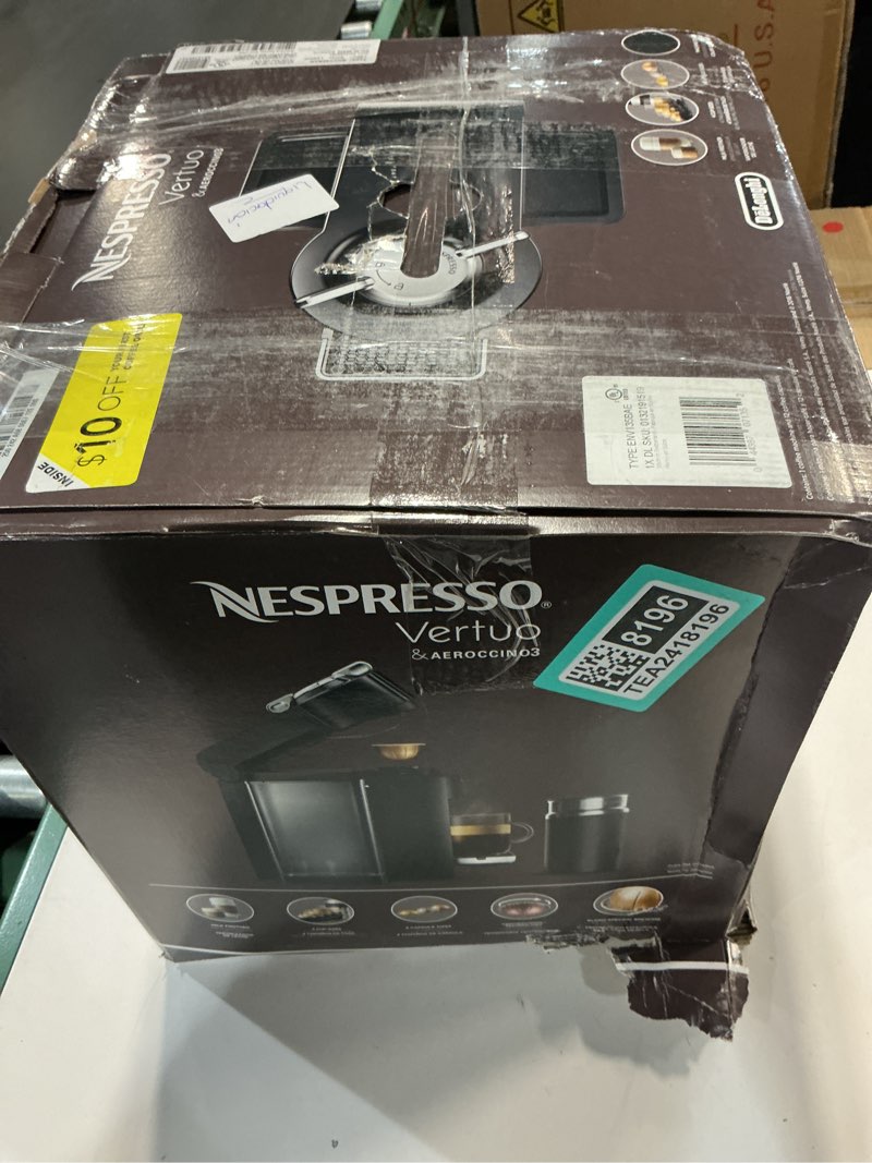 Condition photo showing As Is for Nespresso Vertuo Coffee and Espresso Machine by De'Longhi with Milk Frother, 236.59 Milliliters, Piano Black