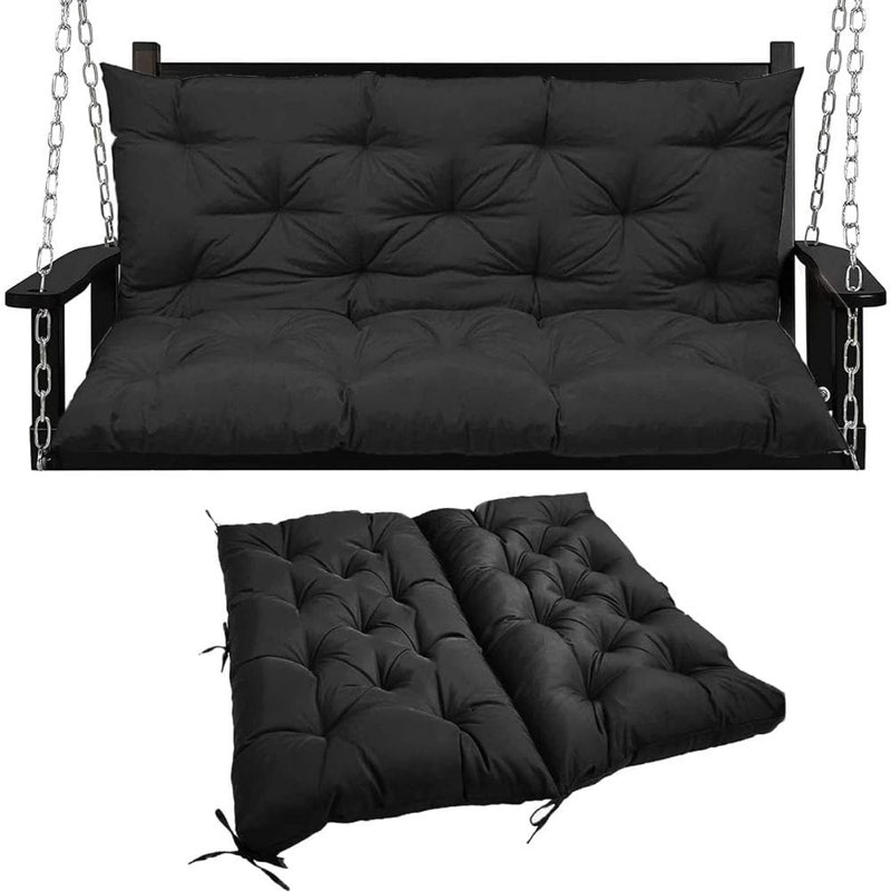 Bench Cushion with Backrest Black 50” X 68”. (Similar stock photo, see additional pictures)
