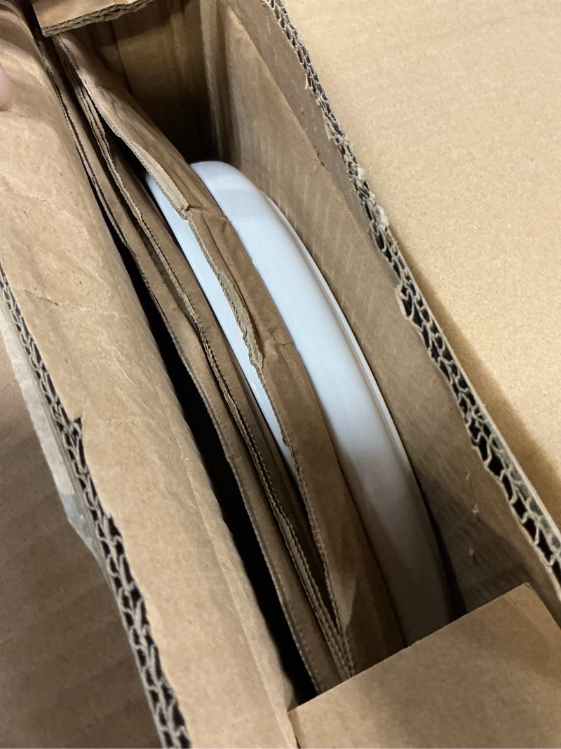Condition photo showing Good Condition for gibson home oslo 16-piece porcelain dinnerware set, service for 4 – white plates with black rim, microwave & dishwasher safe white w/ black rim (oslo) service for 4 (16pcs)