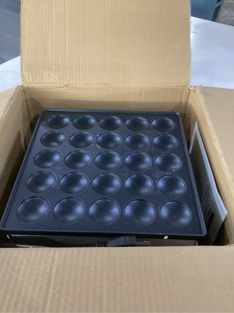 Condition photo showing As Is for commercial mini dutch pancake maker,25pcs dorayaki maker,non-stick dutch poffertjes grill,stainless steel muffin waffle maker,electric hotcakes machine for breakfast,snacks,desserts 25pcs silver