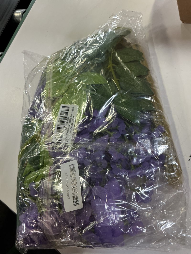 Condition photo showing Good Condition for dearhouse 12 pack 3.6 feet artificial fake wisteria vine ratta hanging garland silk flowers string home party wedding decor (purple 2)