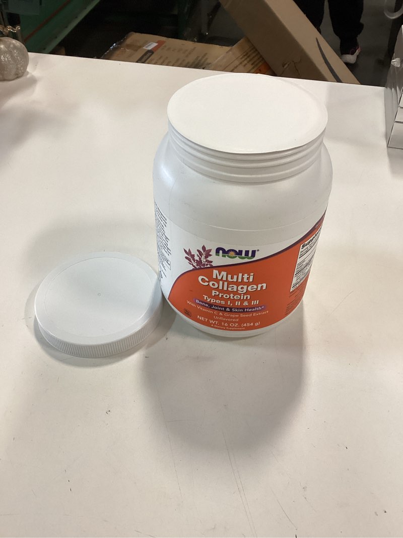 Condition photo showing New/Like New for (BEST BY 04/2027) NOW Foods Supplements, Multi Collagen Protein Types I, II & III Powder, Bone, Joint, and Skin Health, 16 oz (454 g)