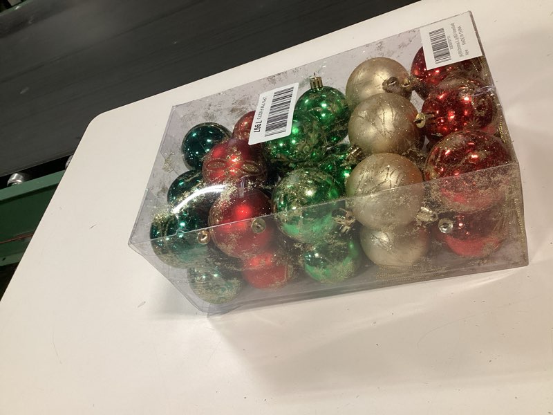 Condition photo showing New/Like New for Christmas Balls Ornaments Assorted Pendant Shatterproof Ball Ornament Set Seasonal Decorations with Reusable Hand-Help Gift Boxes Ideal for Xmas, Holiday and Party (RED/Green/Gold)