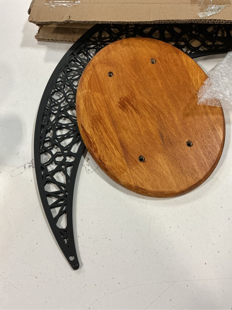 Condition photo showing As Is for 3ft Large Metal Ramadan Decorations Islamic Crescent Moon Decor with Lantern Eid Mubarak Kareem LED Light Decor Islamic Table Centerpieces Gift for Muslims in Ramadan Eid(Gold) Gold 3ft