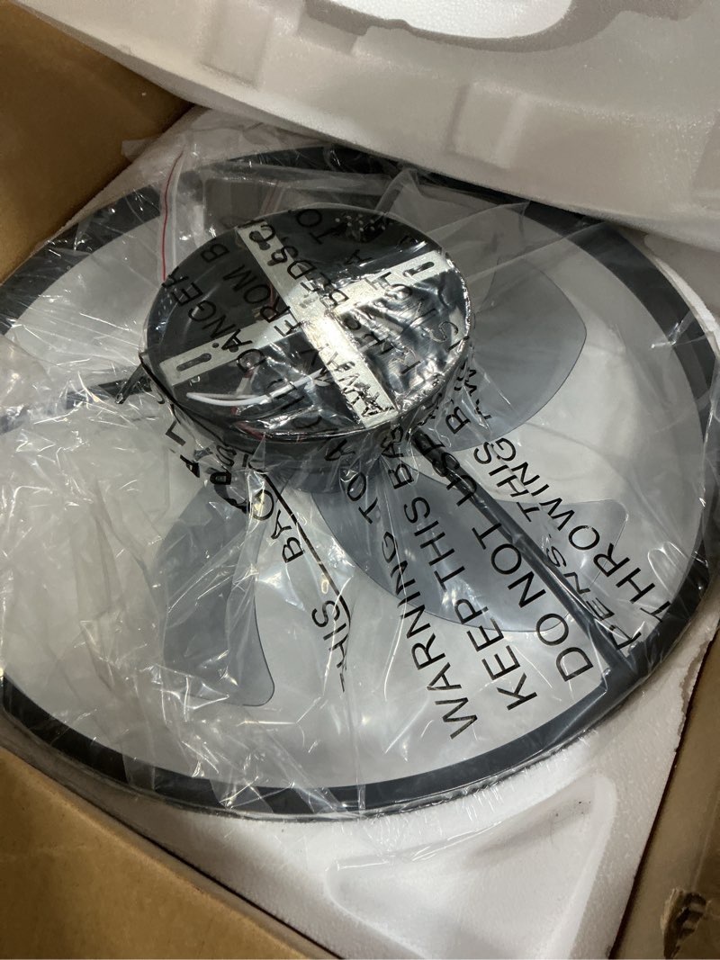 Condition photo showing New/Like New for volisun low profile ceiling fans with lights and remote, fandelier ceiling fan flush mount, 3000k-6500k smart bladeless led fan light, black modern ceiling fans with lights for bedroom black 19.7 inch
