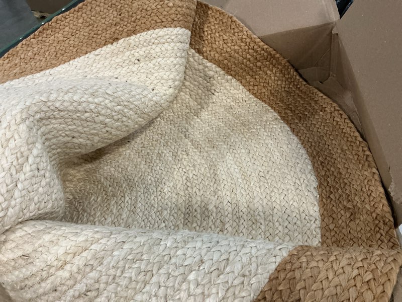 Condition photo showing Good Condition for safavieh natural fiber collection area rug - 4' round, ivory & natural, handmade boho braided jute, ideal for high traffic areas in living room, bedroom (nf801m)