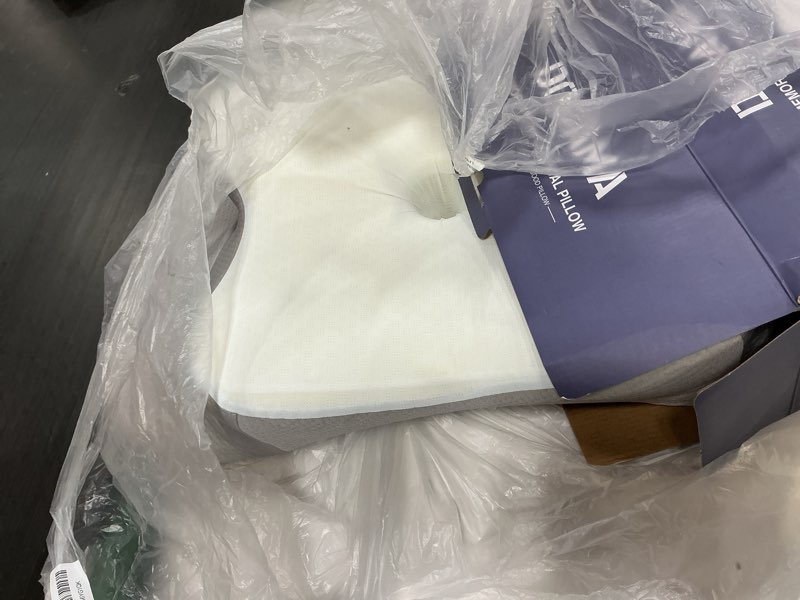 Condition photo showing Good Condition for DONAMA Cervical Pillow for Neck and Shoulder,Contour Memory Foam Pillow,Ergonomic Neck Support Pillow for Side Back Stomach Sleepers with Pillowcase Light Grey Queen Size 24.8"Lx14.96"Wx5.51"H