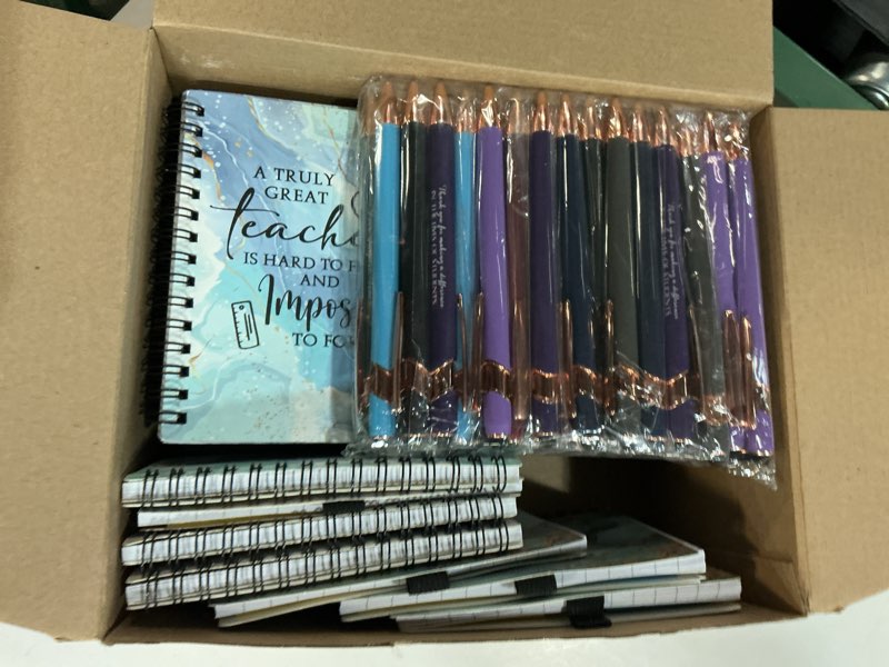 Condition photo showing New/Like New for kosiz graduation teacher appreciation gifts bulk inspirational spiral notebooks with motivational ballpoint pens thank you journals supplies for teacher employee coworker(10 sets)