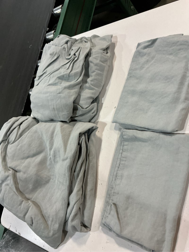 Condition photo showing As Is for european linen sheet set, king, mist