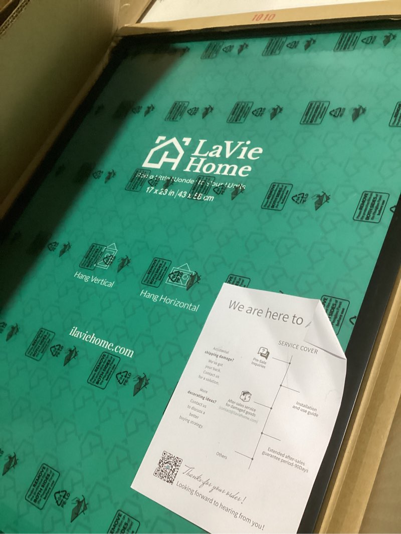 Condition photo showing Good Condition for lavie home 17x23 picture frame for wall display, 17x23 black picture frame with hd plexiglas, 17 x 23 poster frame 1 pack, display frame for vertical or horizontal, classic collection black 17x23 1