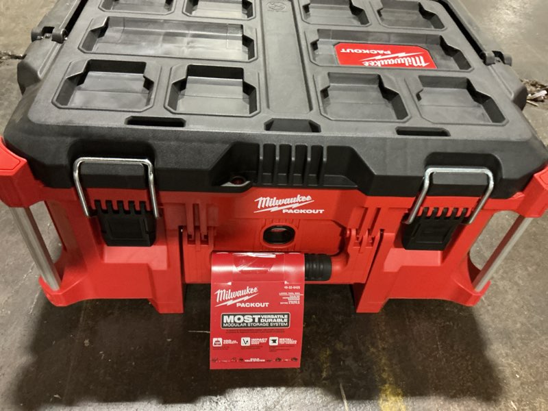 Condition photo showing Good Condition for milwaukee packout 22 in. modular large portable tool box black/red
