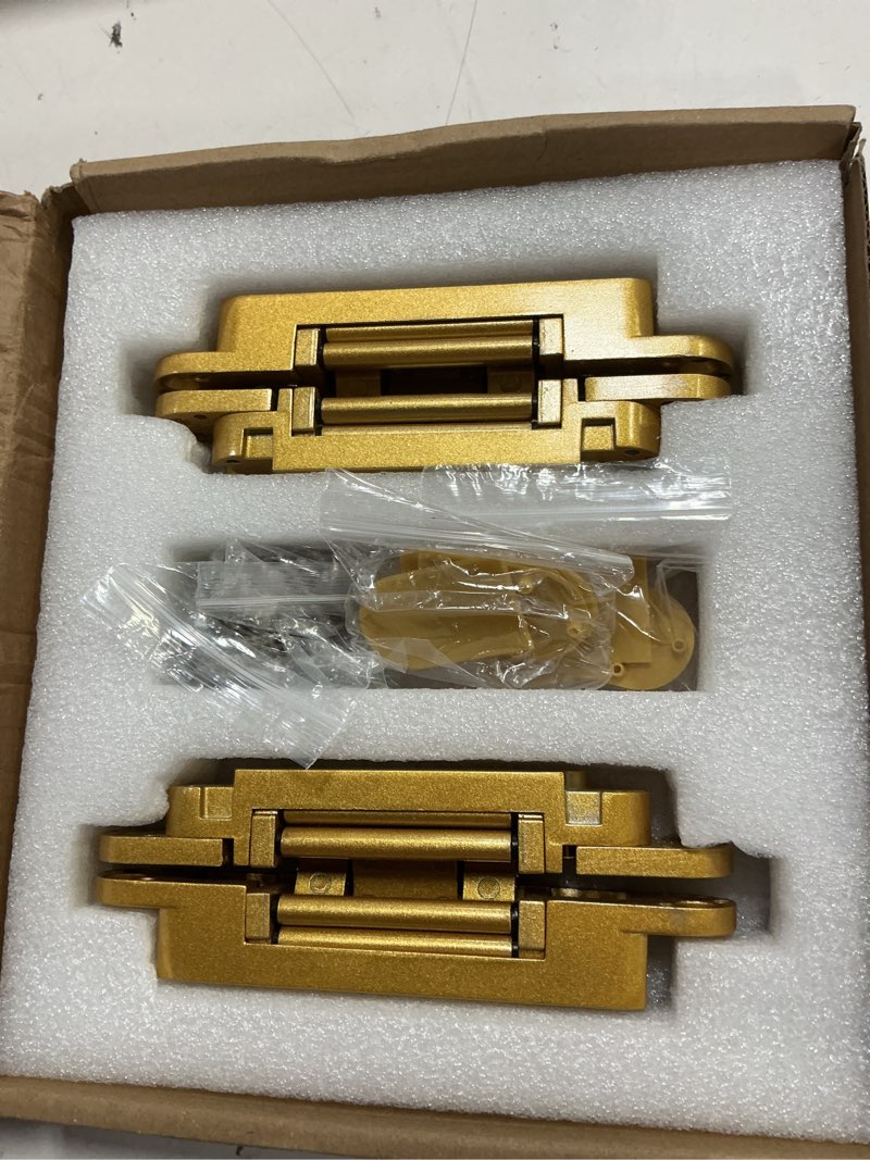 Condition photo showing Good Condition for 6" 2 pcs hidden hinges for doors invisible hinges concealed zinc alloy 180 degree swing 3 way adjustable butt silent door hinge 6 x 2.5 x 1 inch (gold) gold - 6 inch - 2 pcs