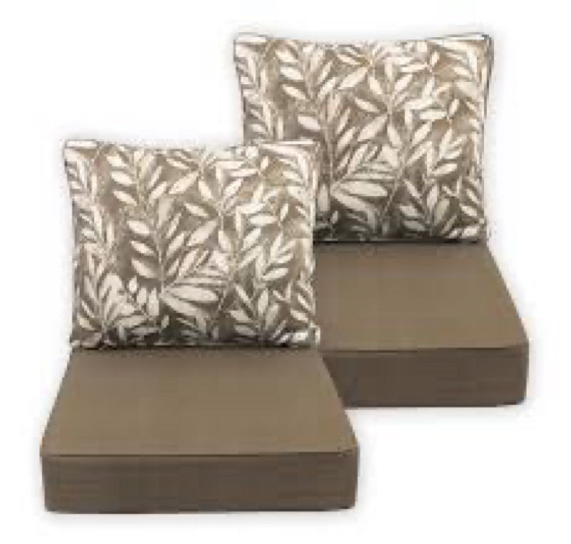 Outdoor gray Leaves Outdoor Deep Seat Patio Cushions 22x24 inch Patio Furniture Cushions