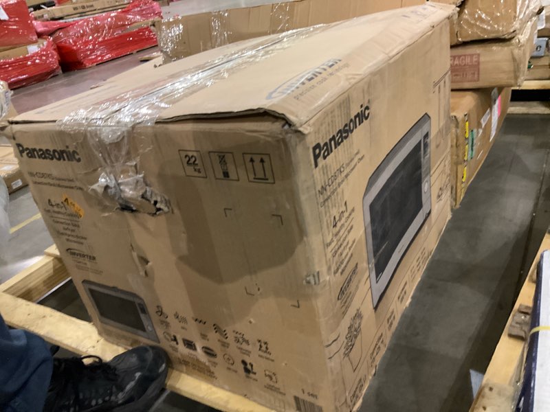 Condition photo showing As Is for Panasonic HomeChef 4-in-1 Microwave Oven with Air Fryer, Convection Bake, FlashXpress Broiler, Inverter Microwave Technology, 1000W, 1.2 cu ft with Easy Clean Interior - NN-CD87KS (Stainless Steel) CD87: 4-in-1 Multi-oven